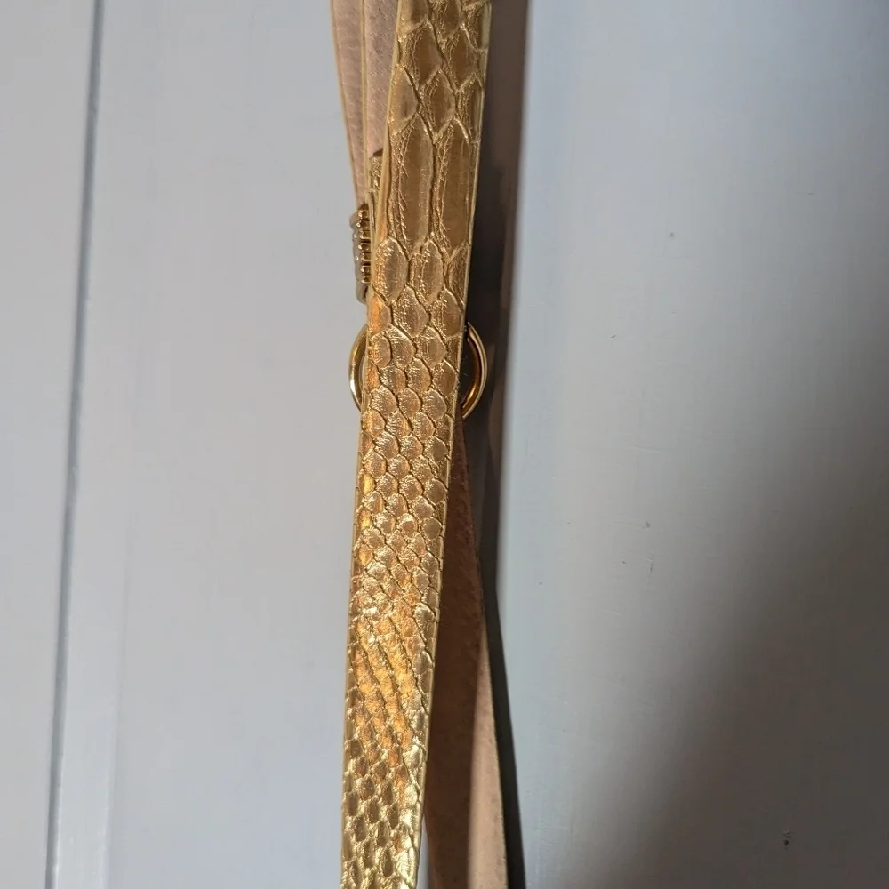 Gold Lined Leather Textured Belt 44